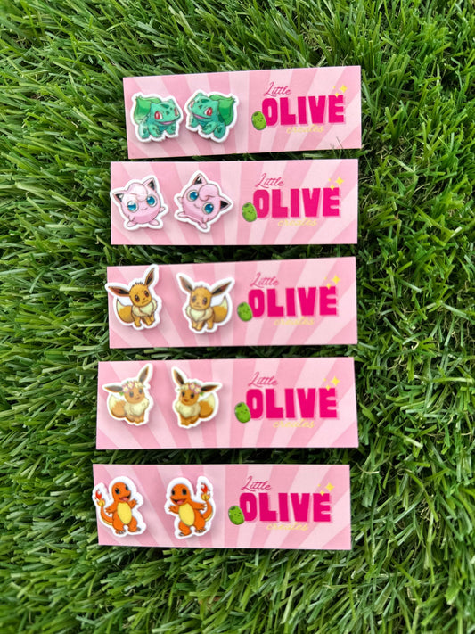 Adorable Pokémon Stud Earrings Set - Your Choice of Eevee, Squirtle, and Mewtwo