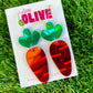 Dazzling Easter Bunny Carrot Drop Dangle Earrings - Vibrant Mirrored Acrylic!