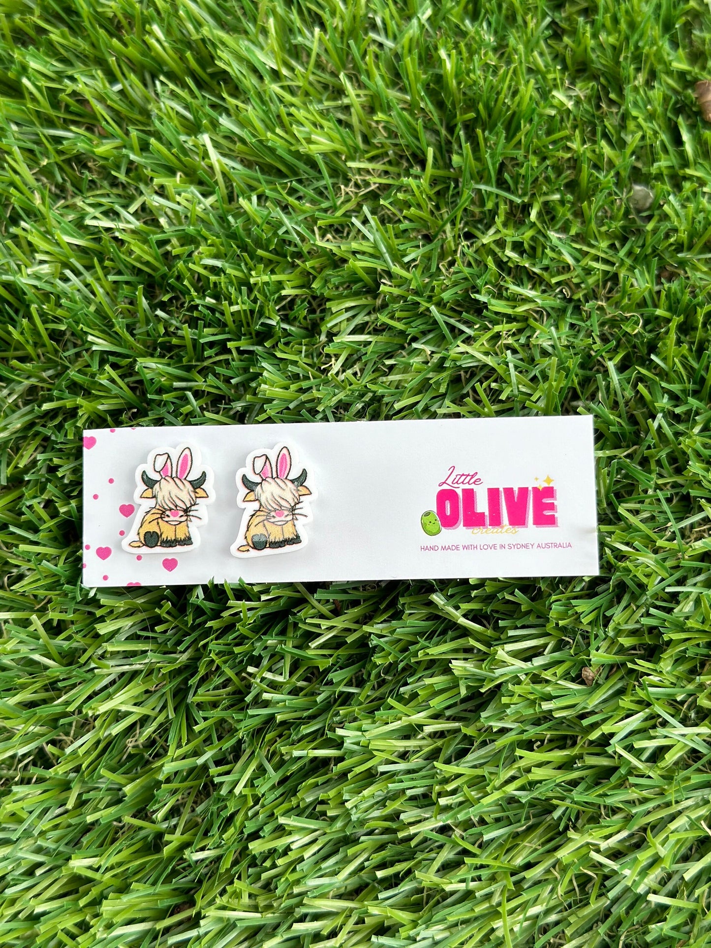 Hop into Easter with Our Highland Cow Bunny Stud Earrings!