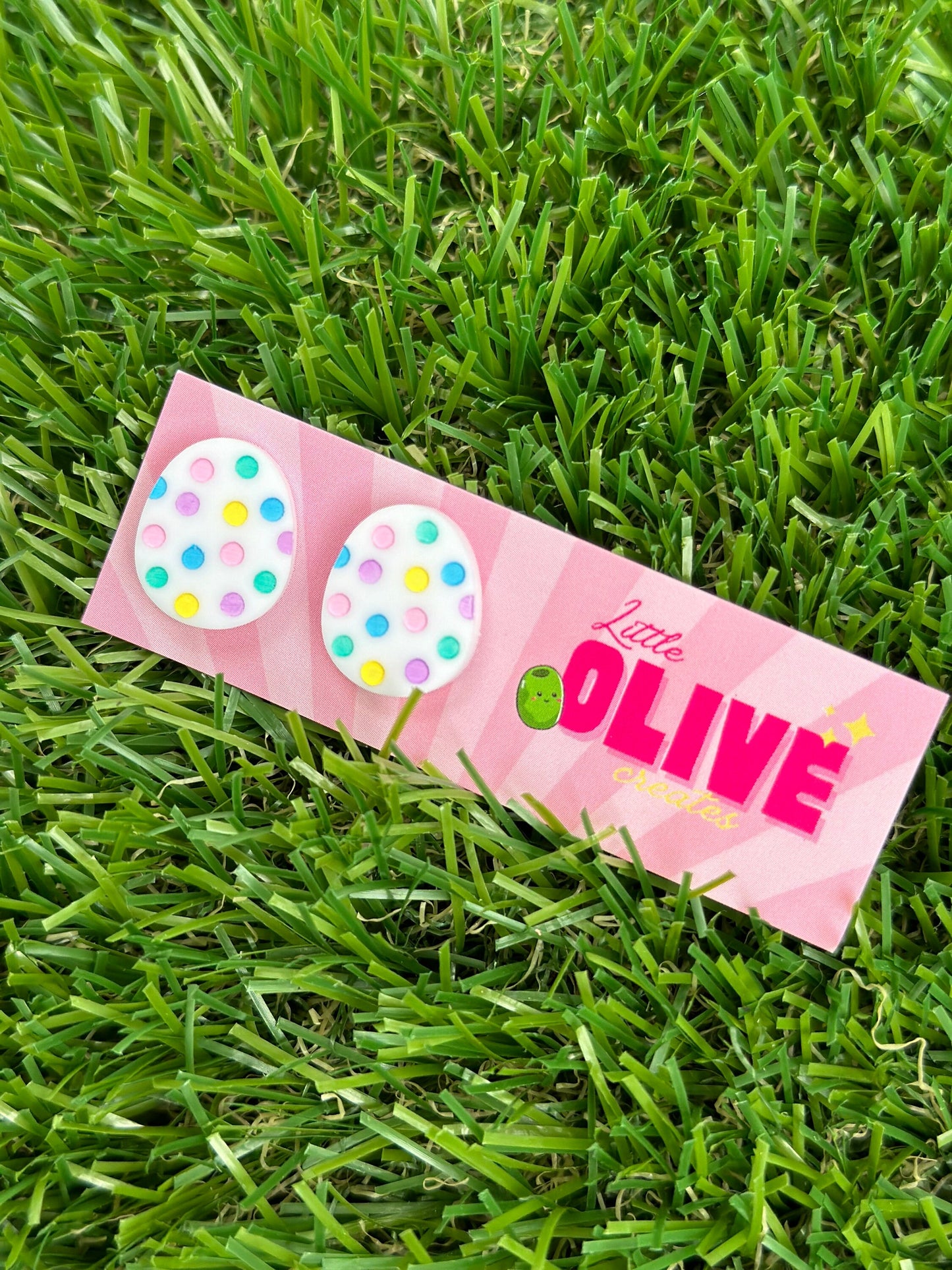 Hand Painted Pastel Polka Dot Easter Egg Stud Earrings - Fun for All Ages!