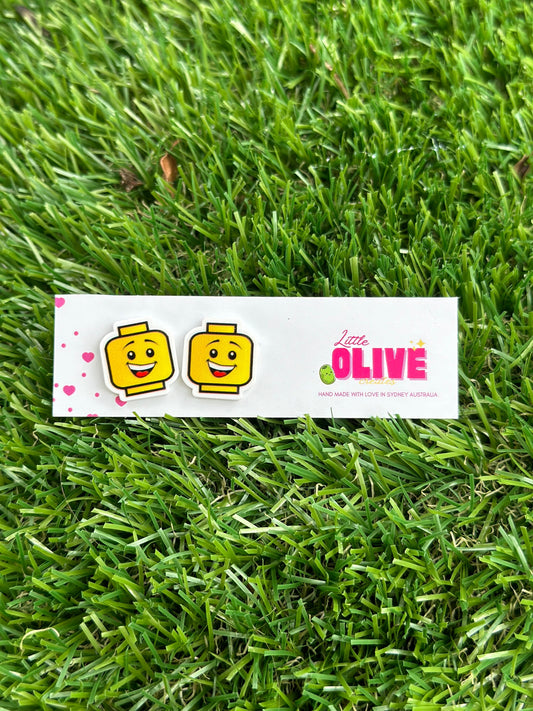 Playful Lego Head Stud Earrings - Fun for All Ages!