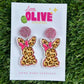 Playful Pink Leopard Bunny Easter Dangle Earrings