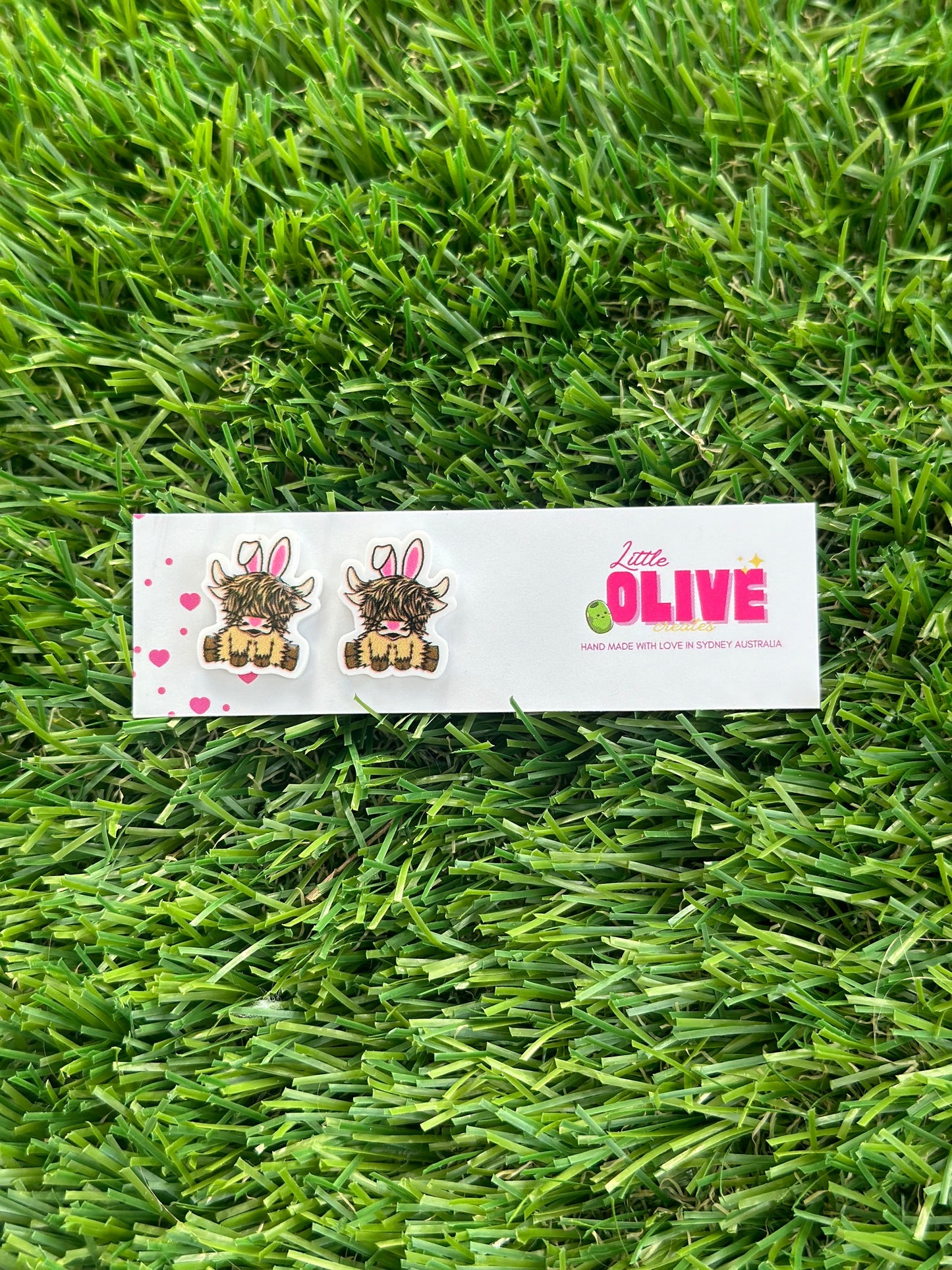Hop into Easter with Our Highland Cow Bunny Stud Earrings!